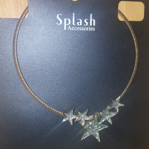 Necklace Gold Plated Round with 5 Glittering Stars