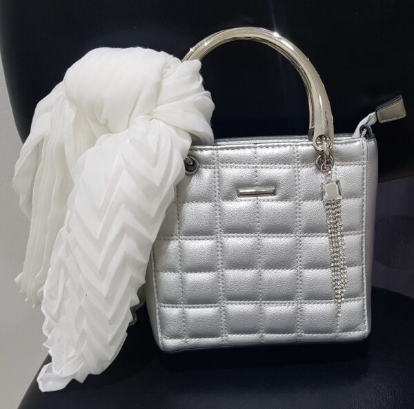 Silver Shoulder / Handbag with Scarf - Image 3