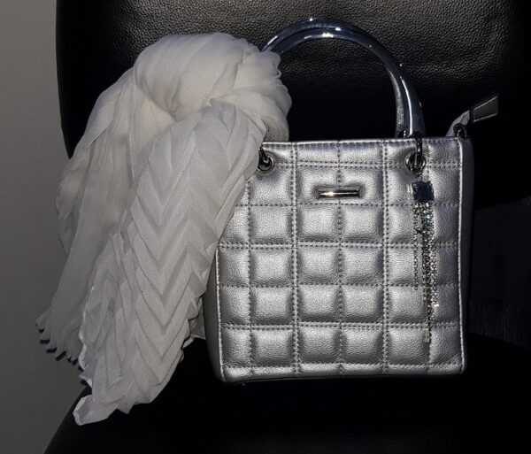 Silver Shoulder / Handbag with Scarf - Image 4